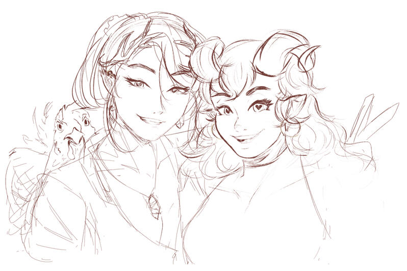 A hexblood and a satyr woman (and a chicken)